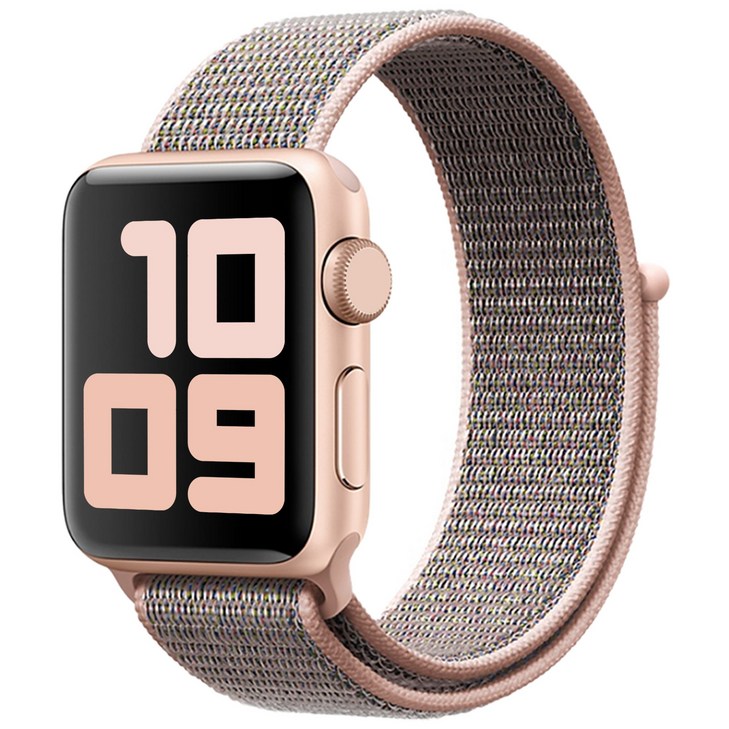 사라밴드 애플워치 호환 나일론 스포츠 벨크로핏 스트랩, 모브 핑크, 1개