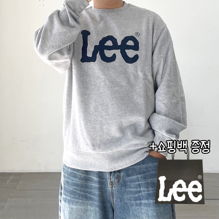 당일출고정품 LEE 리 빅 트위치 로고 맨투맨 그레이  쇼핑백