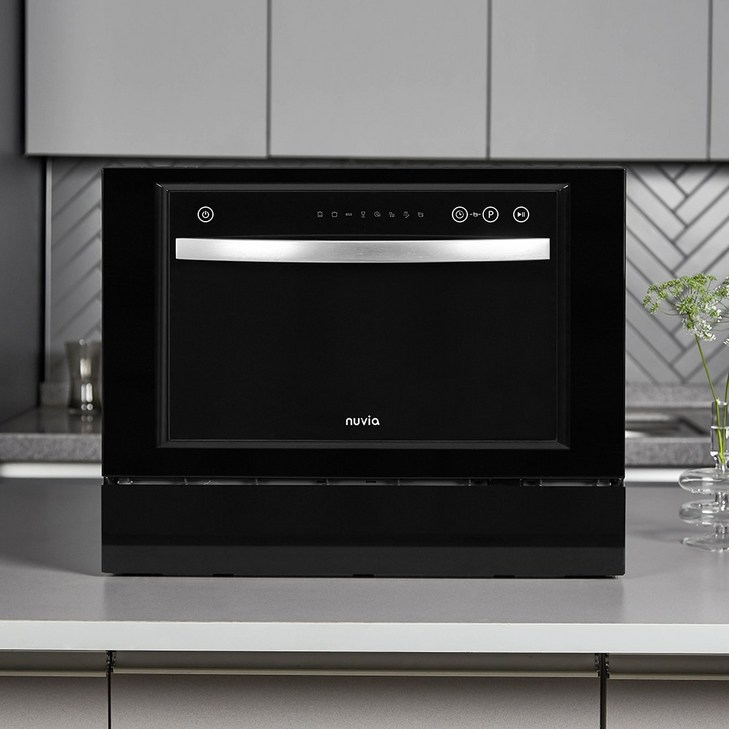 nuvia 누비아 식기세척기 NDWNI6B 6인용 무설치 무타공 자동문열림 UV 소형 미니 원룸