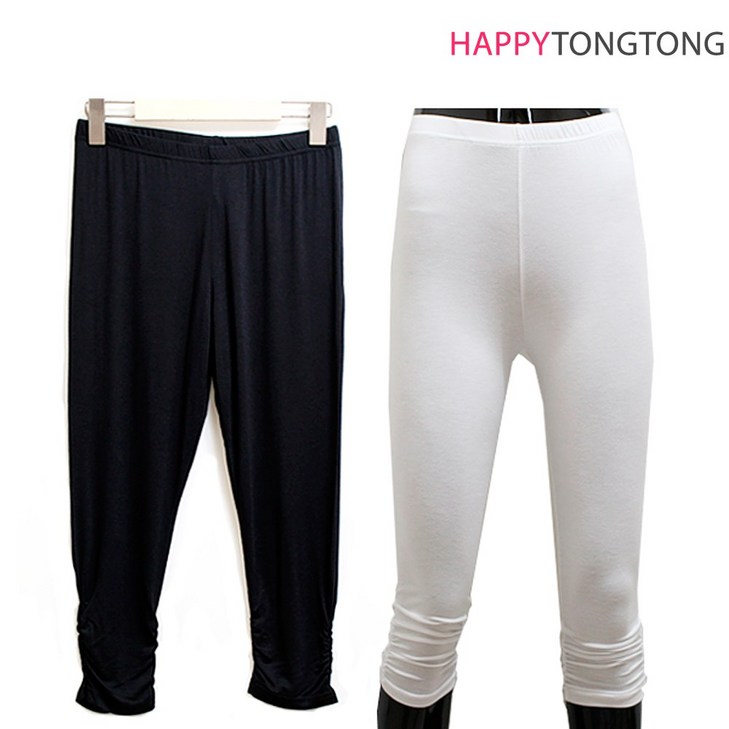 해피통통 여성용 셔링7부 쿨 레깅스 빅사이즈 여름용 아이스 밴딩 바캉스 쿨레깅스