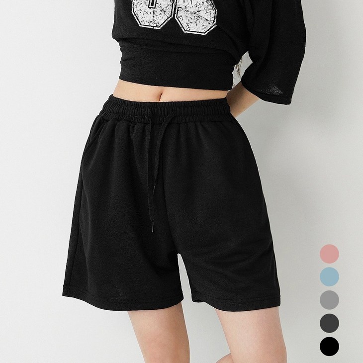 코튼클로젯 여성용 데일리 스판 트레이닝 3부 밴딩 반바지