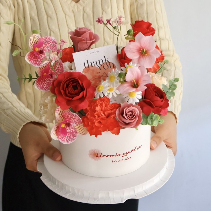 블루밍가든 서프라이즈 반전 용돈 케이크박스, 레드, 1개