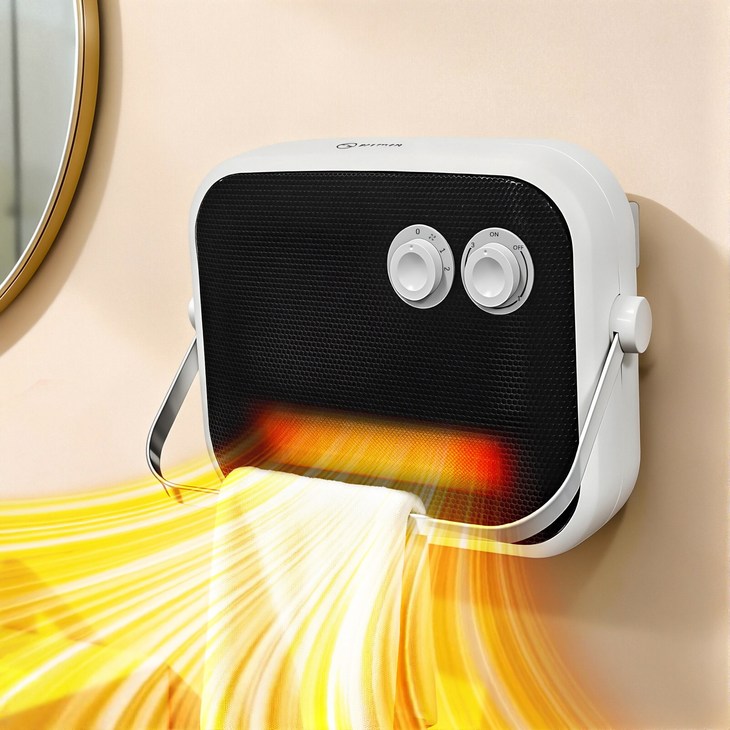 국내발송 RichMagic 다기능 벽걸이형데스크탑 히터 욕실 방수 히터 냉난방 양용 무타공 벽걸이 PTC 저소음 2000W, NDQ2561