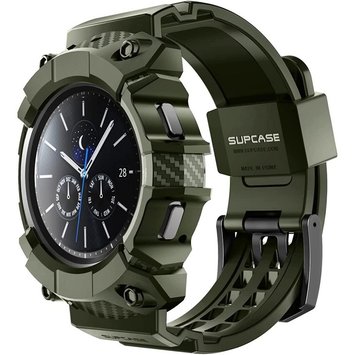 SUPCASE 갤럭시 워치4 클래식 46mm 러기드 일체형 보호 스트랩 밴드, 그린
