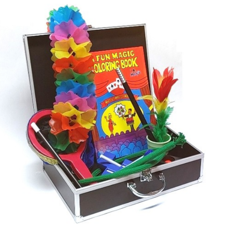 어린이마술도구 요술팡팡 프리미엄 마술세트 총 9종 구성 마술하드케이스 7종 마술도구 KC인증 나비넥타이 마술사가방 어린이마술세트 마술봉 초등학생 학예회 마술용품, 1개