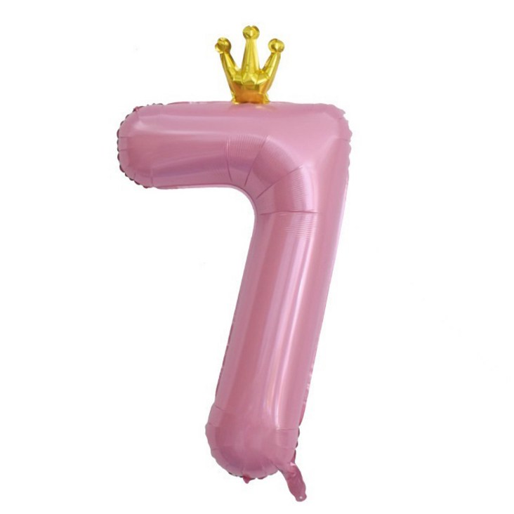 이자벨홈 생일파티 왕관 숫자 풍선 7 초대형, 핑크, 1개