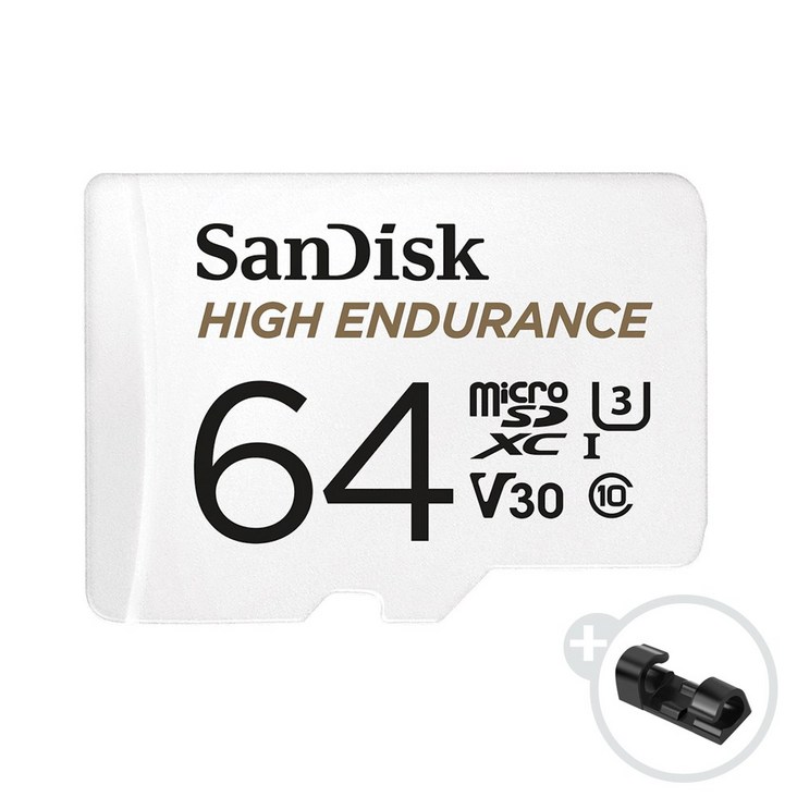 아이나비블랙박스메모리카드 샌디스크 High Endurance 블랙박스 마이크로 SD 카드 + 데이터 클립, 64GB