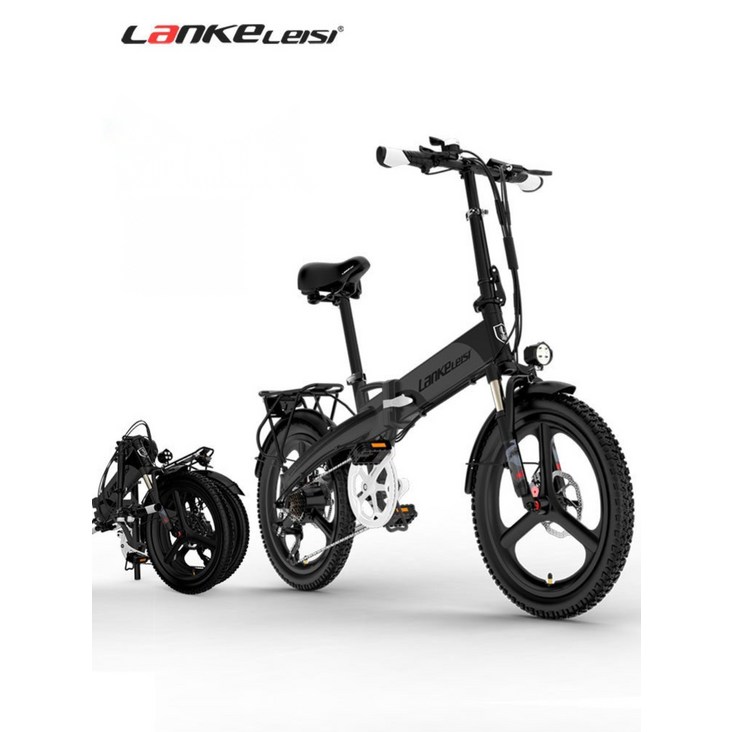 Lanke 접이식 전기 자전거 48V 초경량 리튬 배터리 출퇴근 배달용, 선택, 스페이스 그레이 G660 주행 100km 비아지오전기자전거