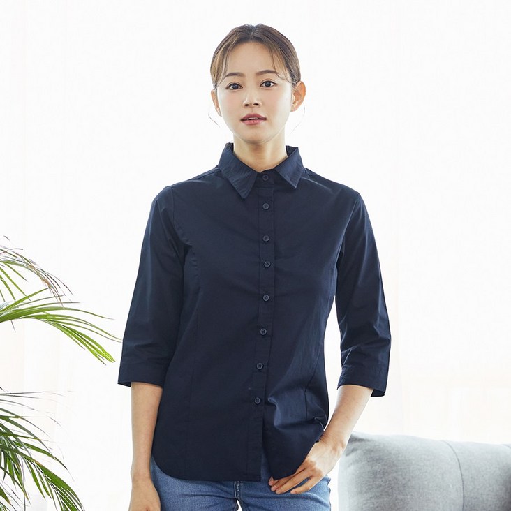 유니스토어 7부 면혼방 남여 셔츠블라우스 3color