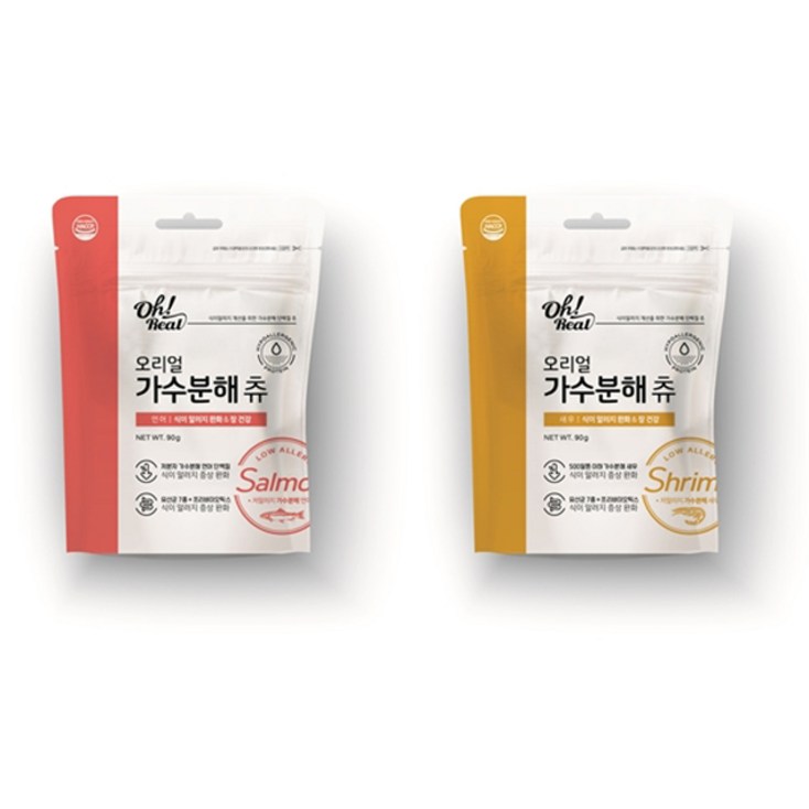 반려동물 오리얼 가수분해 츄 간식 연어 90g 새우 90g 세트 반려동물 오리얼 가수분해 츄 간식 연어 90g 새우 90g 세트
