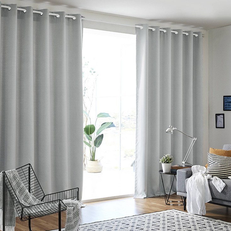 데코원 제이드2 아일렛 암막 커튼 2개  끈 2개