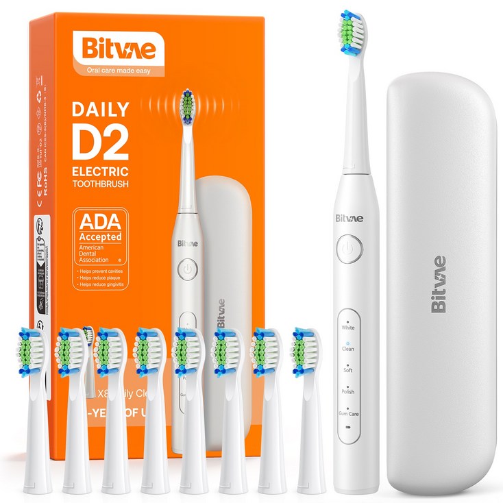 비트베이 D2 음파 전동칫솔 진동칫솔 스마트가압센서 칫솔모8개 Bitvae Amazon베스트, 8개 비트베이 D2 음파 전동칫솔 진동칫솔 스마트가압센서 칫솔모8개 Bitvae Amazon베스트, 8개