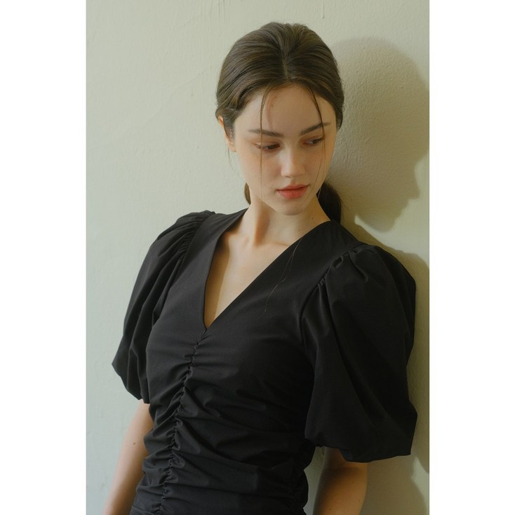 TIMVER 퍼프 셔링 원피스 미디 TIMVER 퍼프 셔링 원피스 미디