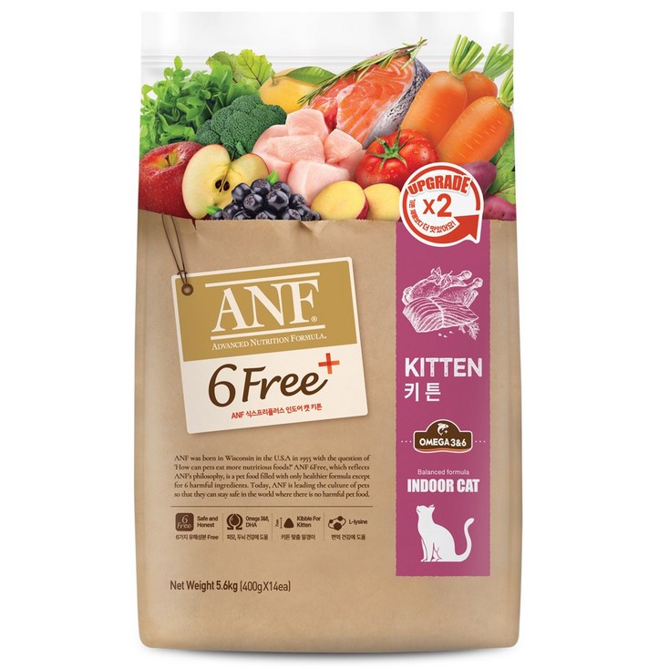 에이엔에프 6Free 키튼 고양이 사료, 5.6kg, 2개