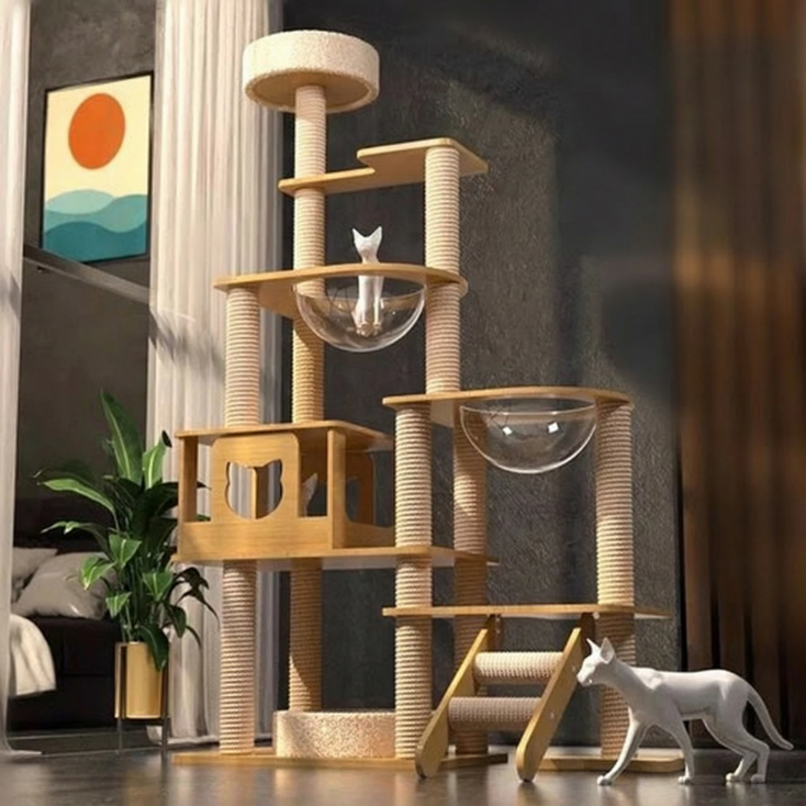 큐티 튼튼 대형 다단 우드 캣타워