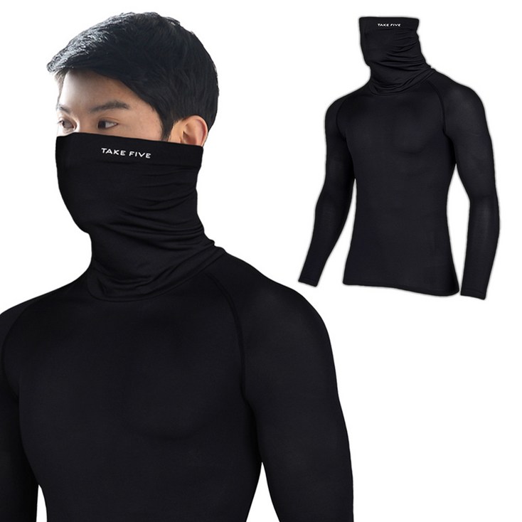 테이크파이브  겨울용 기모 남자 자전거 쿨 안면마스크 일체형 기능성긴팔 언더레이어 버프 페이스가드 목폴라