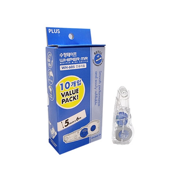 아인몰문구 플러스 수정테이프 리필 밸류팩 10개입 WH605R10P605전용리필 721695