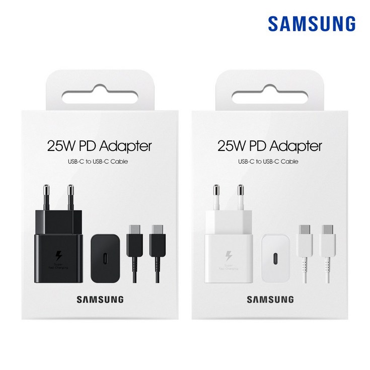 삼성전자 삼성 정품 25W PD 3.0 C타입 고속 충전기 EPTA800 갤럭시 S24 S23 S22 초고속 어댑터 PPS 케이블 포함, 블랙, 1개