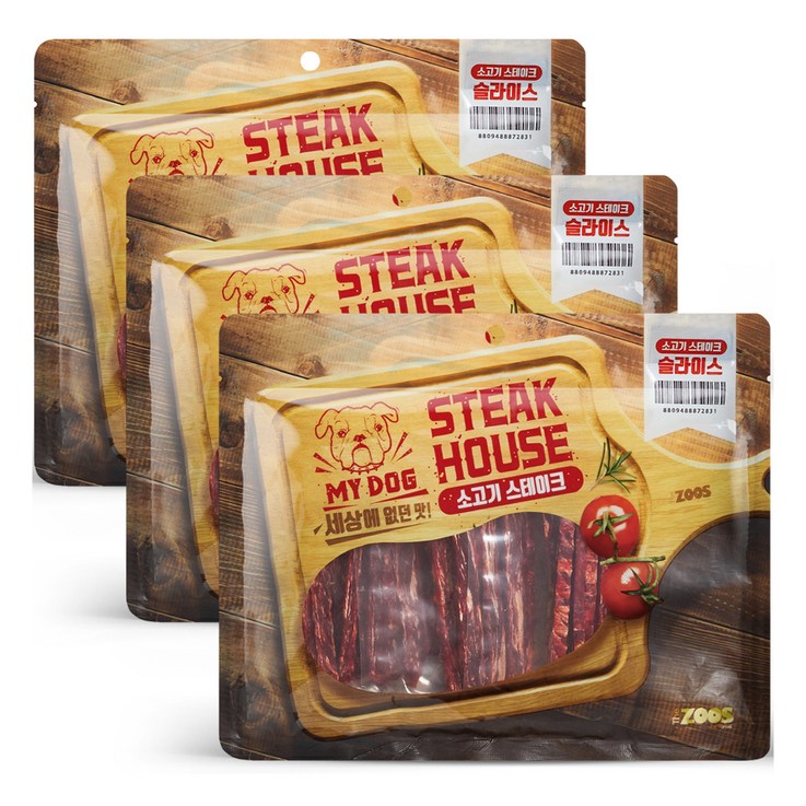 마이독 스테이크 하우스 강아지 간식, 소고기, 320g, 3개 마이독 스테이크 하우스 강아지 간식, 소고기, 320g, 3개