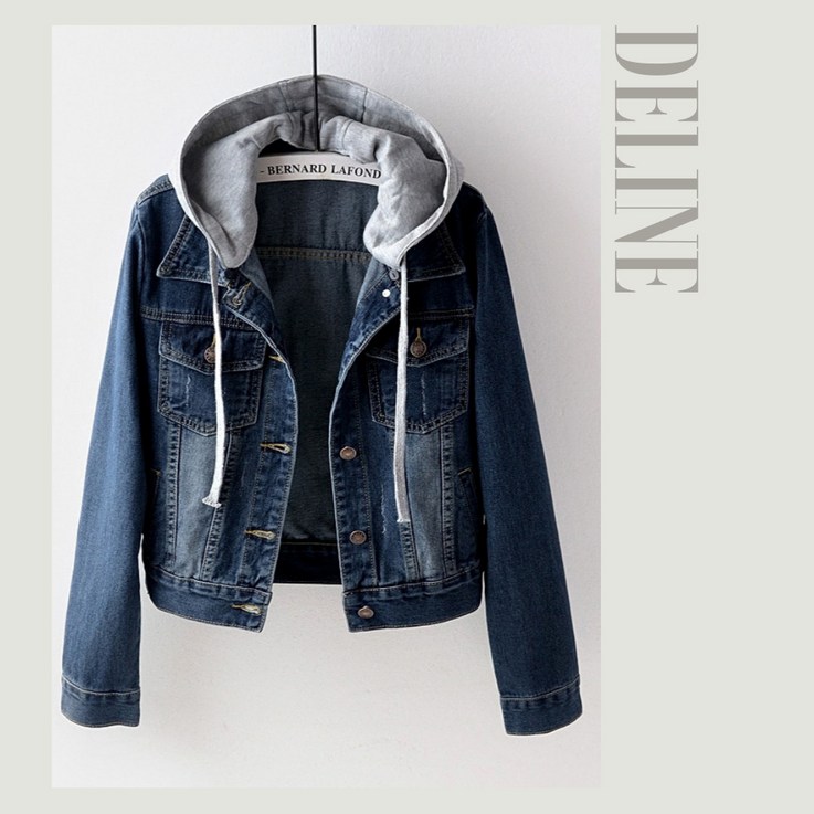 DeLINE 여성 빈티지워싱 데님 청자켓 후드 탈부착 DeLINE 여성 빈티지워싱 데님 청자켓 후드 탈부착