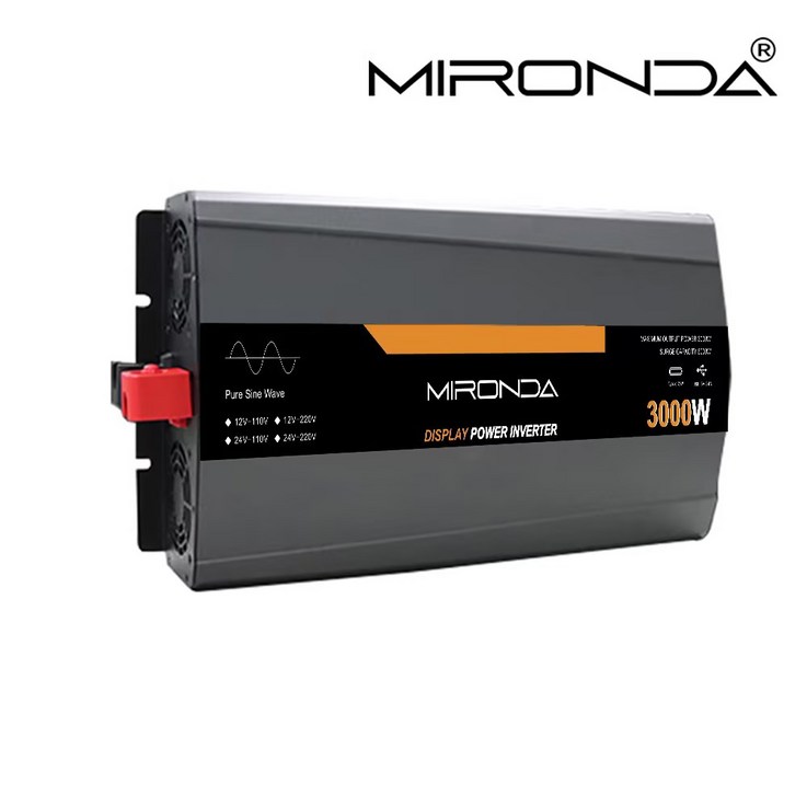 MIRONDA 순수 사인파 차량용 전력 인버터, 캠핑카 용 전압 변환기, 한국 KC 승인, 60Hz 12V 24V 220V MTS 용량 3000W, 1개 MIRONDA 순수 사인파 차량용 전력 인버터, 캠핑카 용 전압 변환기, 한국 KC 승인, 60Hz 12V 24V 220V MTS 용량 3000W, 1개
