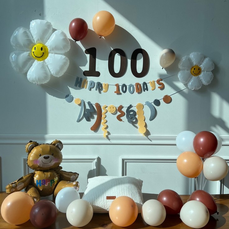 헤이그샵 아기 백일 베이비 100일 풍선 세트 인스타감성, 100th에디션 헤이그샵 아기 백일 베이비 100일 풍선 세트 인스타감성, 100th에디션