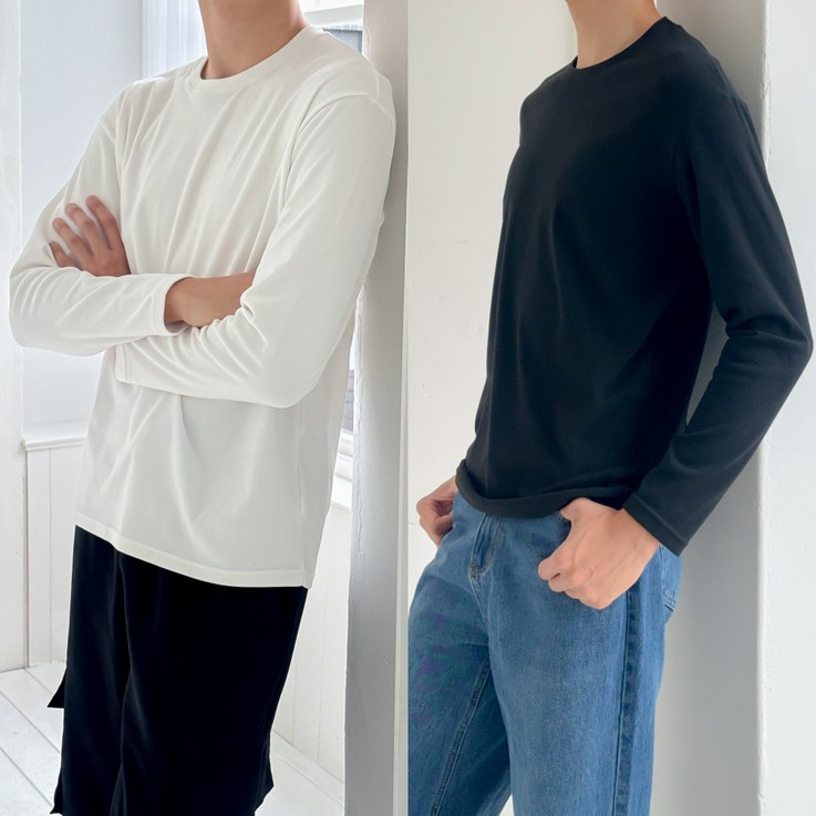 바이제제 남자 기모 라운드 긴팔티 긴팔 티셔츠 2P 바이제제 남자 기모 라운드 긴팔티 긴팔 티셔츠 2P