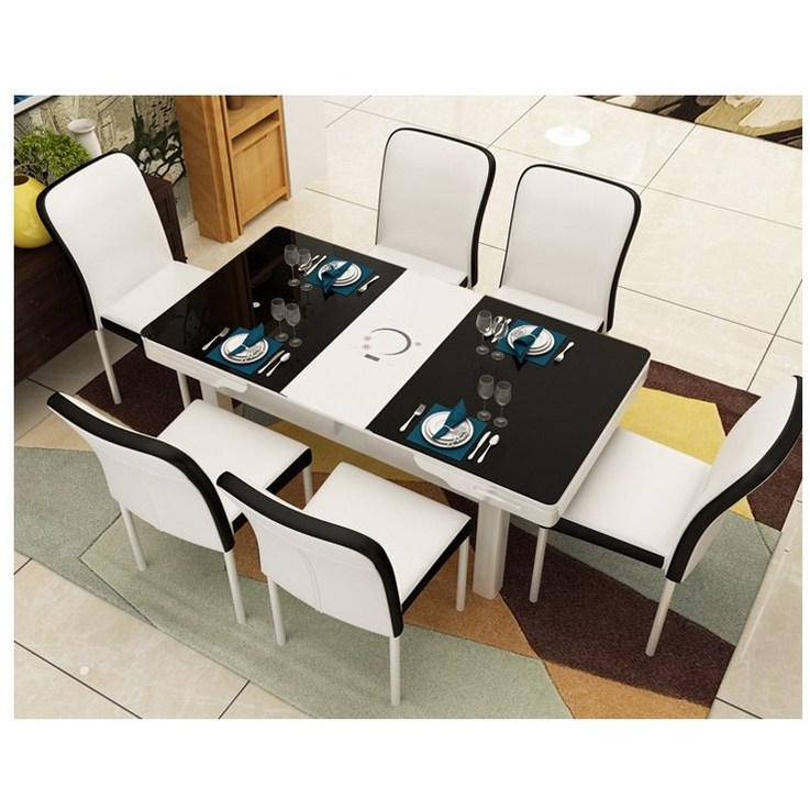 세라믹 가정용 인덕션 식탁의자세트 신축 가능한 테이블 콤보 접이식 전기난로의 식탁