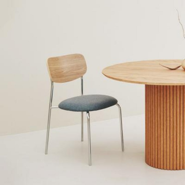 세레스홈 베네 패브릭 철제 식탁 의자 오크+그레이, 색상