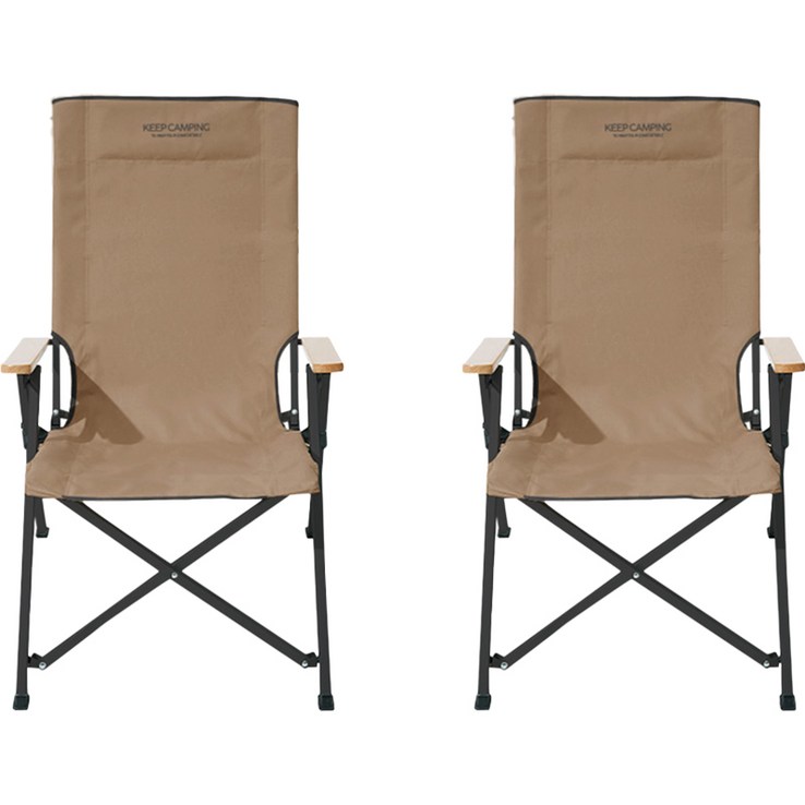 KEEP 캠핑 각도조절 코지 릴렉스 체어 접이식 의자, 탄, 2개