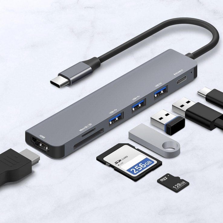 홈플래닛 7포트 USB3.0 멀티허브 DEX미러링 USB3 타입C HDMI SDMSD HUB7CL 홈플래닛 7포트 USB3.0 멀티허브 DEX미러링 USB3 타입C HDMI SDMSD HUB7CL