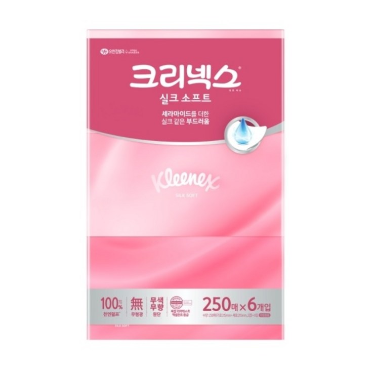 크리넥스 미용티슈 실크소프트 250매 X 6입 X 1EA, 6개