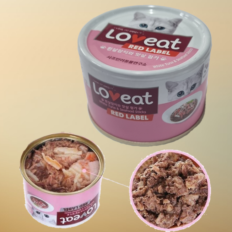 고양이 습식 간식통조림 러브잇 참치 & 맛살 160g, 32캔