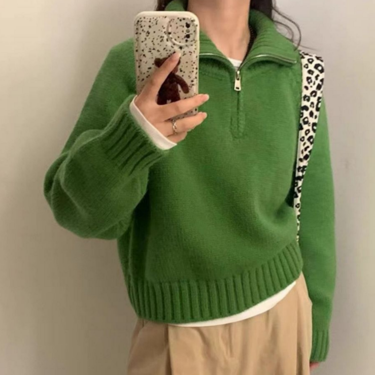 심플릭 데일리 반집업 니트 심플릭 데일리 반집업 니트