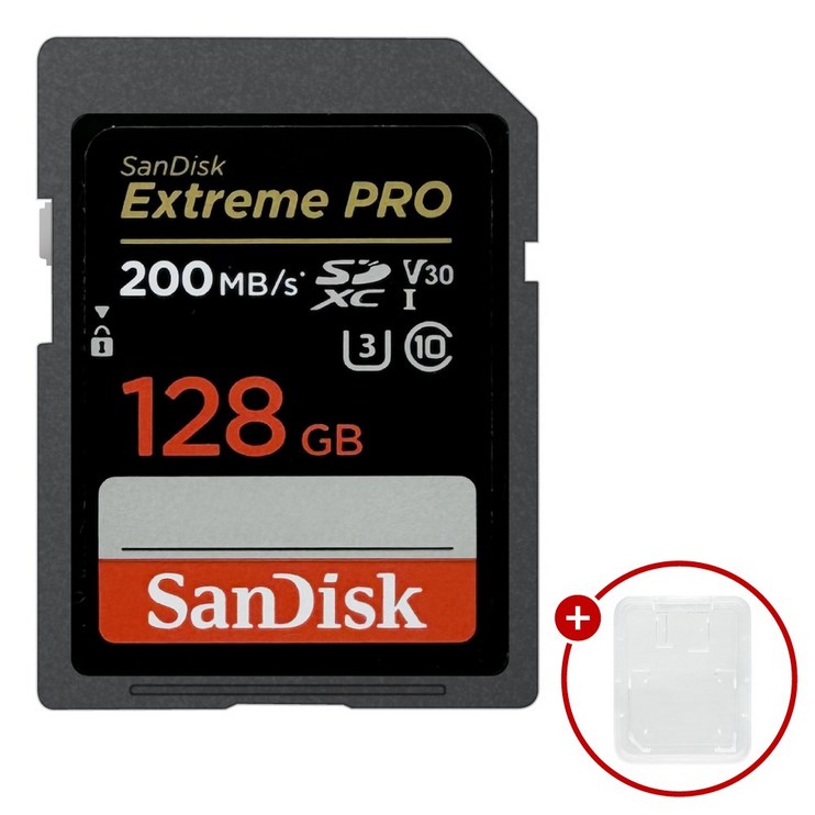 샌디스크 익스트림 프로 SD메모리카드 Extreme PRO UHSI 128GB SD카드 케이스, 1개, 128GB 샌디스크 익스트림 프로 SD메모리카드 Extreme PRO UHSI 128GB SD카드 케이스, 1개, 128GB