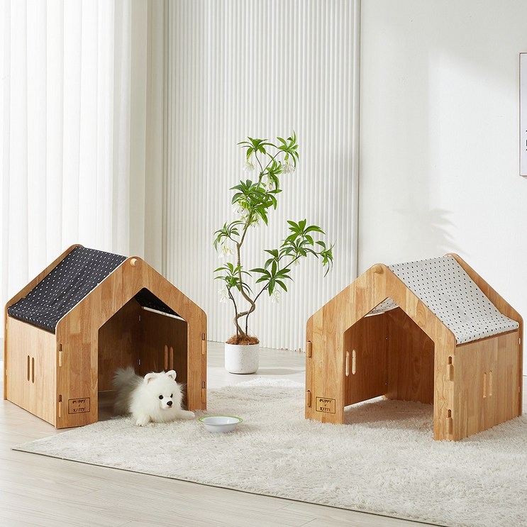 조은세상 고무나무 원목 강아지집 애견 숨숨집 반려견 하우스, 펜타까사 화이트 600
