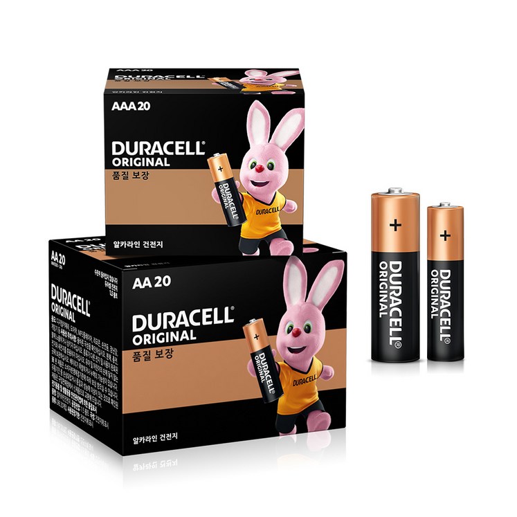 듀라셀 알카라인 건전지 AA 20p AAA 20p, 40개, 1세트