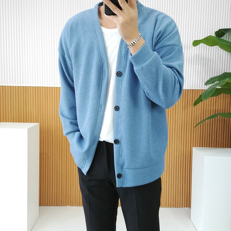 남자 드랍 루즈핏 무지 사계절 데일리 가디건