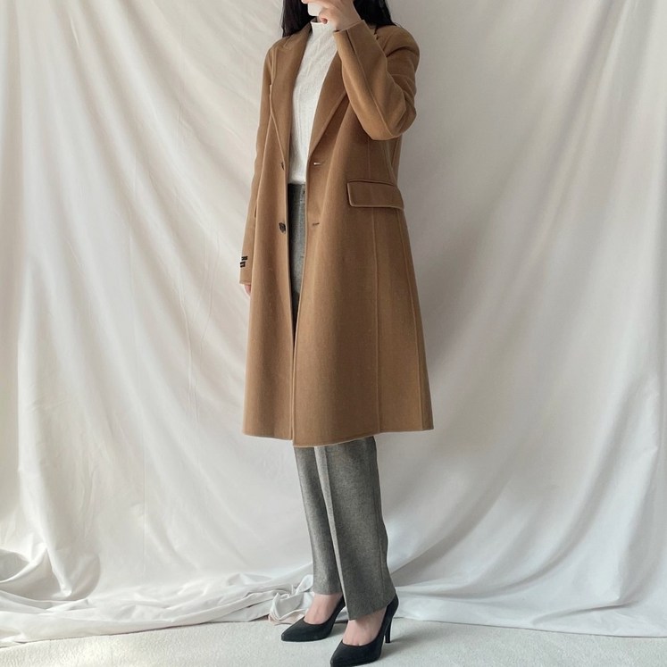 꼼빠니아 캐시미어울 핸드메이드 카멜 체스터 롱 싱글 정장 코트 CADW0WCH300530CM 꼼빠니아 캐시미어울 핸드메이드 카멜 체스터 롱 싱글 정장 코트 CADW0WCH300530CM