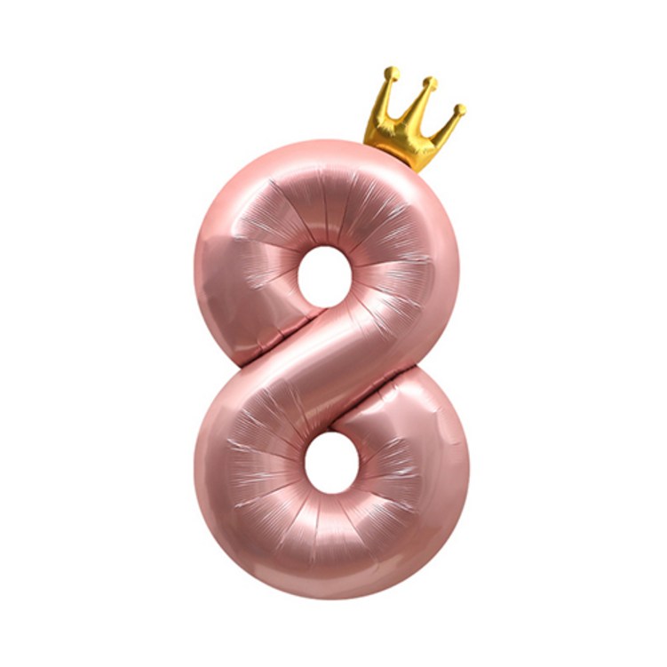 이자벨홈 생일파티 왕관 숫자 풍선 8 초대형, 핑크, 1개