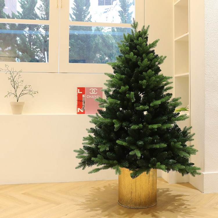 크리스마스 트리나무 무장식 전나무 혼합트리 프리미엄 골드화분트리 130cm, 단품 - 쇼핑뉴스