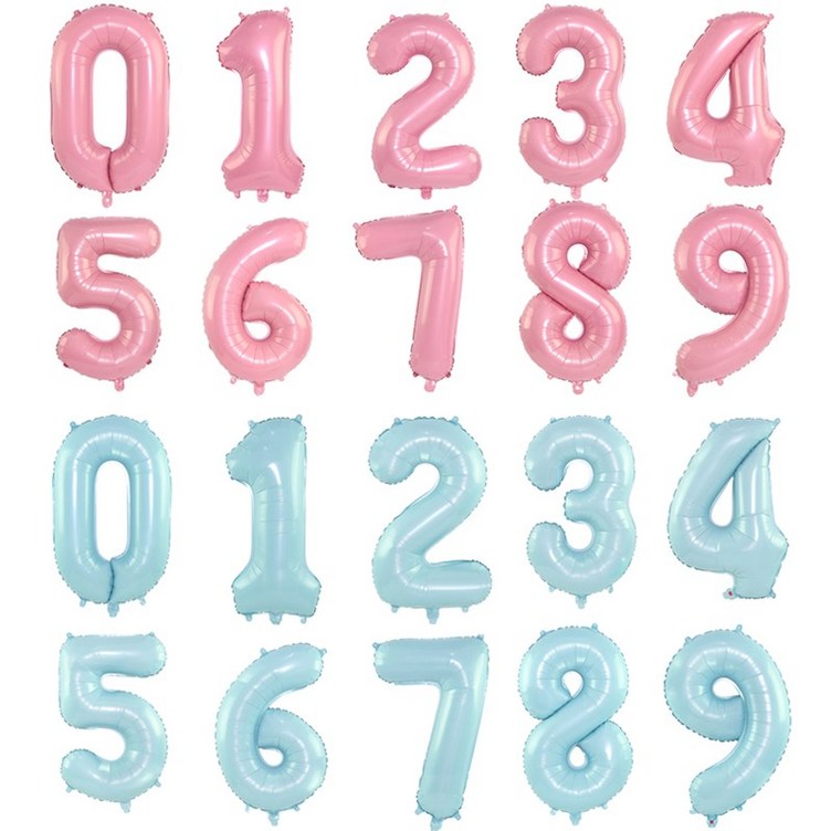 해피쏘굿 숫자 풍선 32인치, 파스텔 핑크, 파스텔 블루, 파스텔 핑크 숫자1, 1개