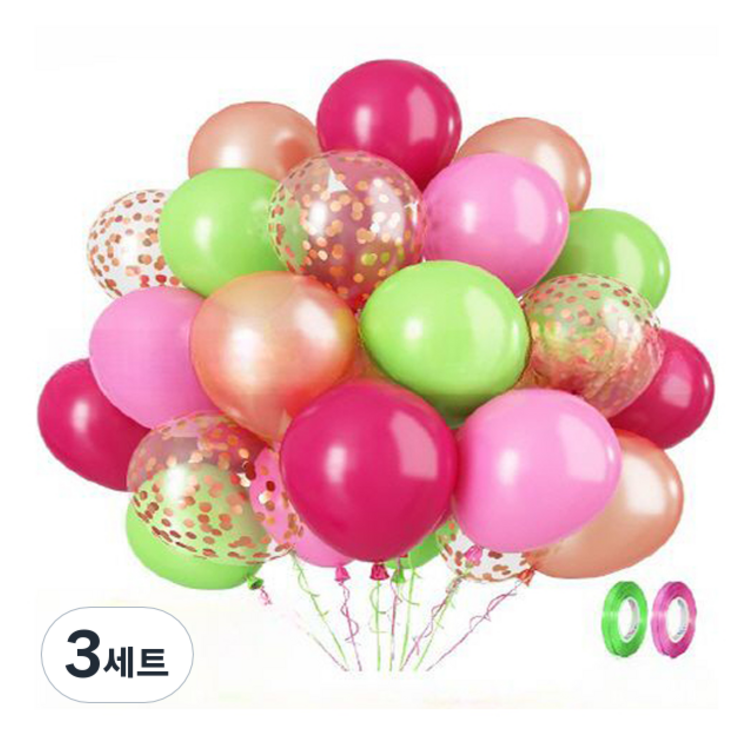 만들하비 컨페티 풍선 세트, 로즈골드, 3세트