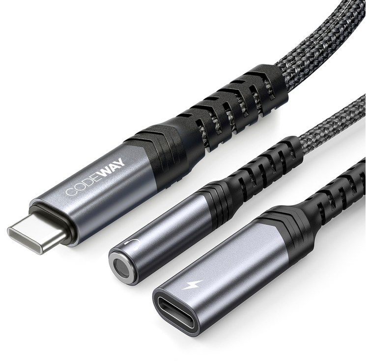 코드웨이 USB C to 3.5  C타입 이어폰 고속충전 듀얼 젠더
