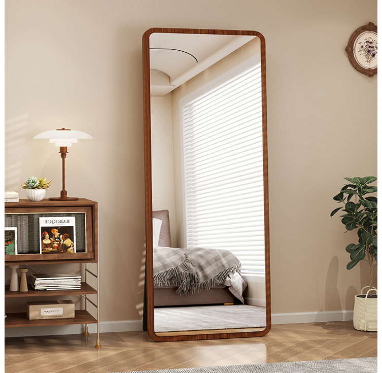 데보코 우드 스탠드 벽걸이 전신거울 40 x 155 cm, 월넛