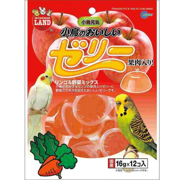 마루칸 앵무새 젤리 사과 앵무새 간식 사과젤리 촉촉 코뉴어 사랑 왕관 모란, 1개, 16g