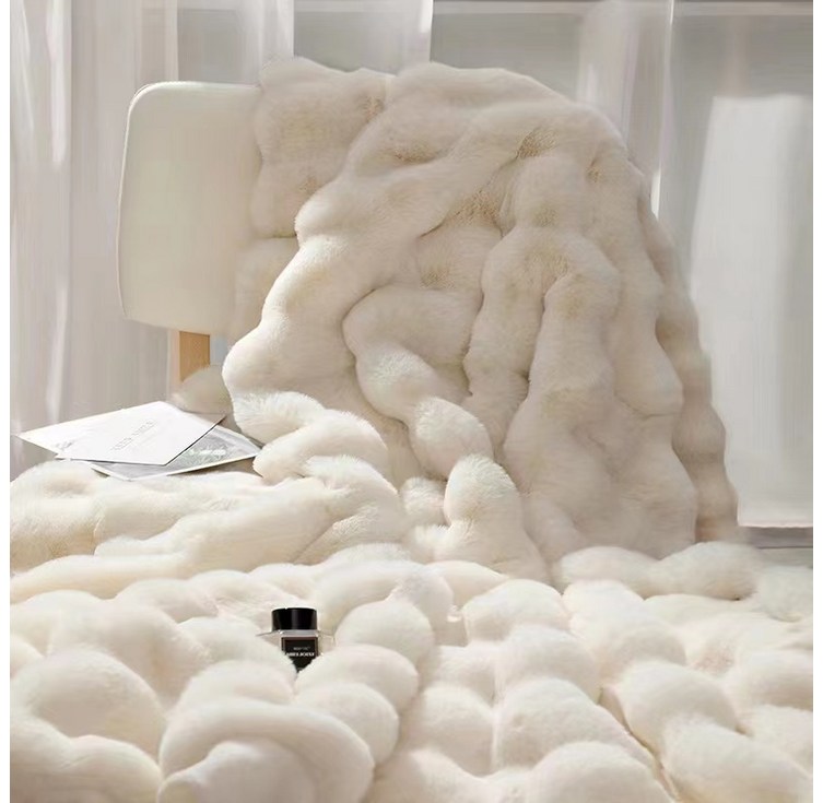 PLOVE 극세사담요 인조 토끼털 부드러운 담요