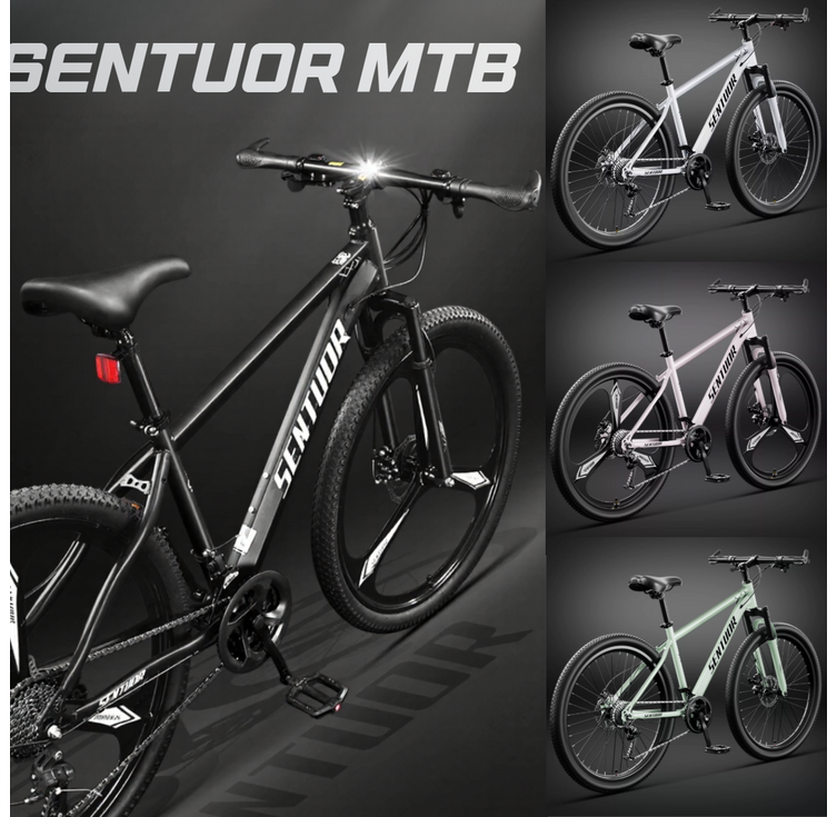 센투어 MTB 자전거 출퇴근 산악 바이크 입문용 엠티비 충격흡수 오프로드 성인 학생, 1개, 177cm, 오프화이트충격흡수