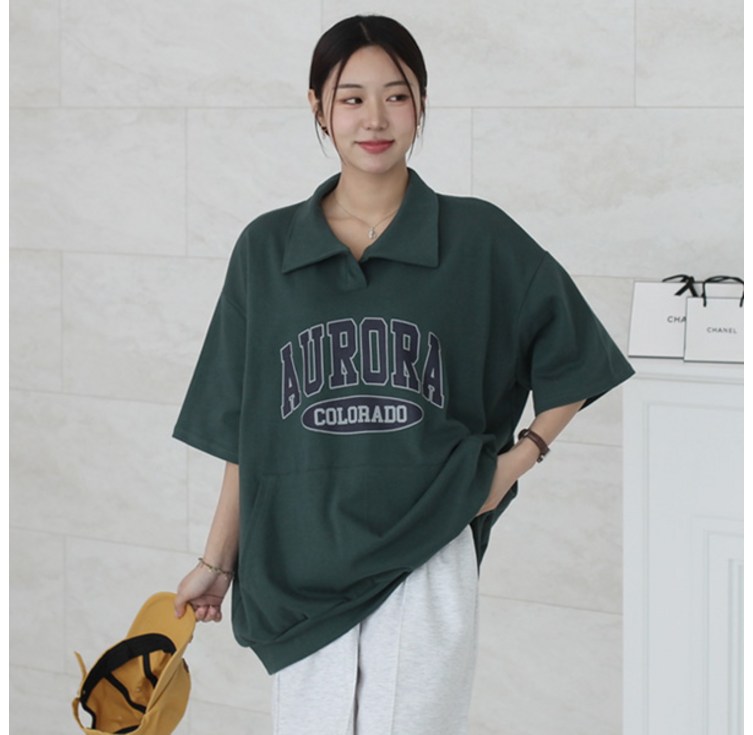 루나샵 로라오픈카라 반팔 티셔츠