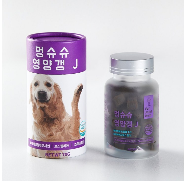 멍슈슈 영양갱J 강아지 관절 영양제, 습개골 연골 뼈관절강화 보스웰리아 MSM 글루코사민, 70g, 1개